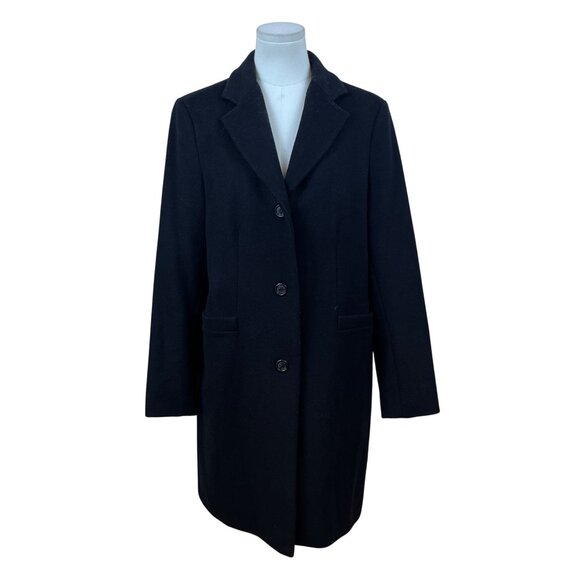 Ralph Lauren Women’s Black Wool-Blend Coat 3-Button Long Sleeve Size 12 - Picture 1 of 8